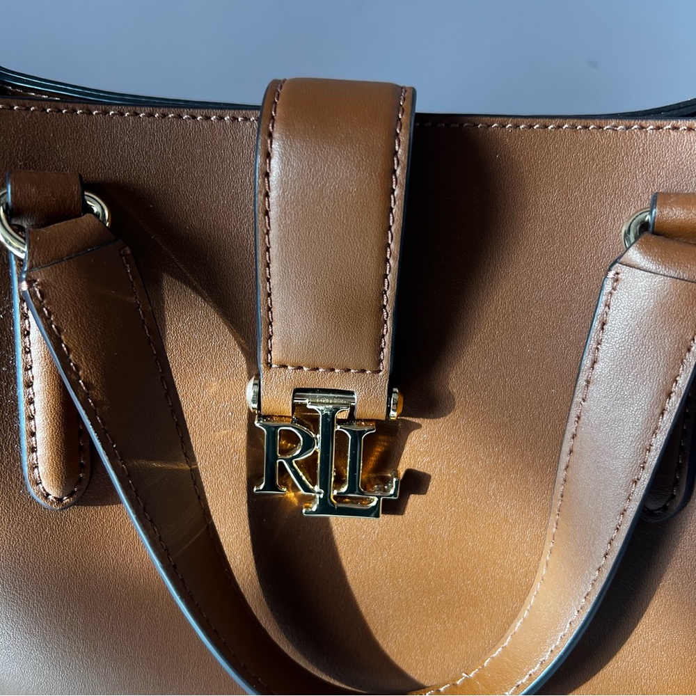 LAUREN BY RALPH LAUREN TAN SHOULDER BAG CROSSBODY LOGO - Picture 3 of 15